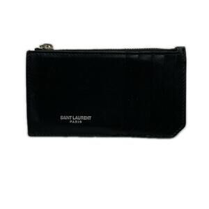 YVES SAINT LAURENT Smooth Leather Fragment Case 609362 Wallet/Coin Black Calf...